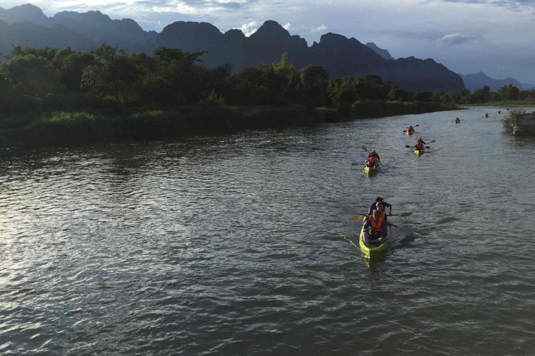 Kayaking in Vang Vieng Photo by: Cindy Fan.