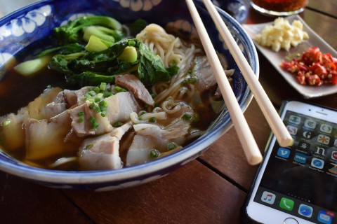 A big bowl at Mama Wong’s. Phone added for scale! Photo by: Stuart McDonald.