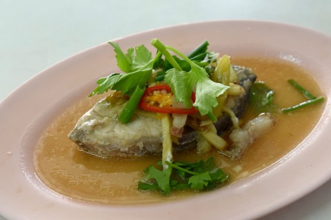 Our <i>pla kaphang</i> (sea bass) in a ginger sauce at Kim's was excellent. Photo by: David Luekens.