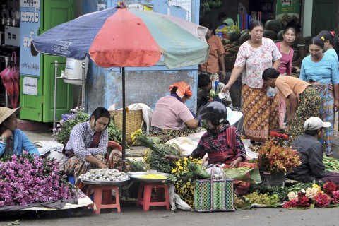 A typical Mingalar Market scene. Photo by: Mark Ord.