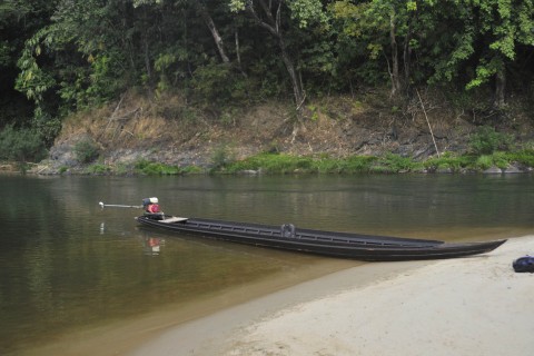 Boat for heading up the Ye River. Photo by: Mark Ord.